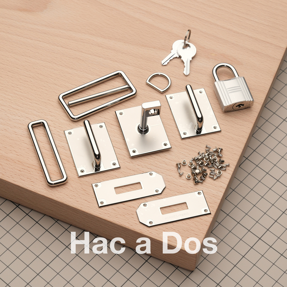 Hac a Dos // Комплект фурнитуры из нержавеющей стали, цвет серебро, с логотипом