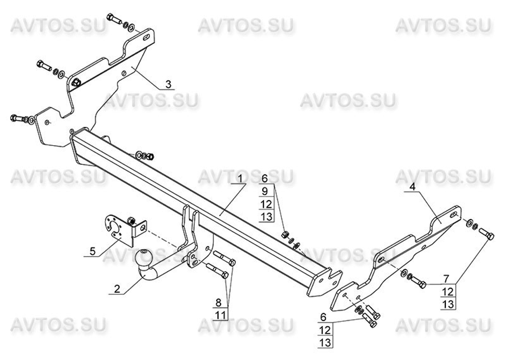 Фаркоп для Mazda 6 седан 2012-2022 Тип шара: A. Нагрузки: 1750/75 кг, MZ 03