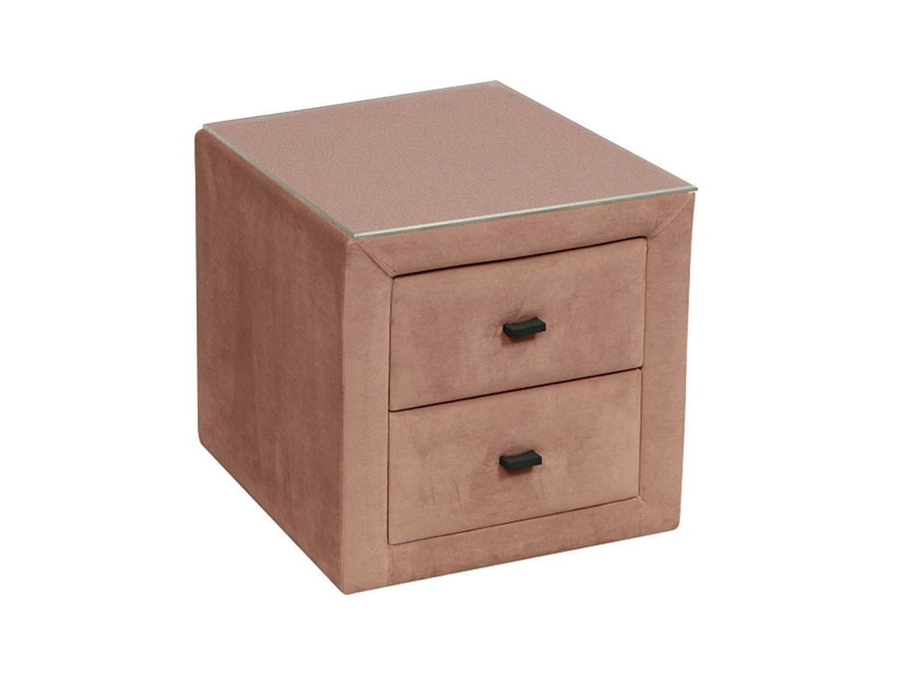 06.34-01 тумба прикроватная со стеклом Гамма велюр корица