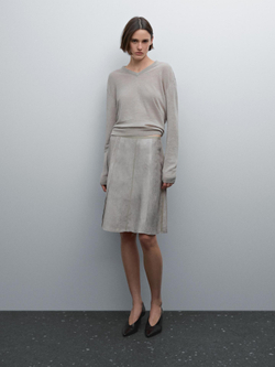 Massimo Dutti Юбка миди с отделкой стежками, серый