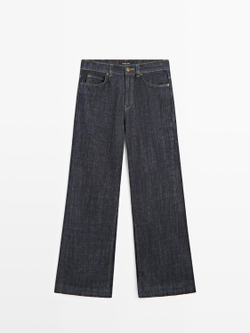 Massimo Dutti Расклешенные джинсы с высокой талией, темно-синий