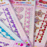 Наклейки-стразы Alingar, акриловые, "Яркие узоры", здездочки, сердечки, цветы, пакет с европодвесом