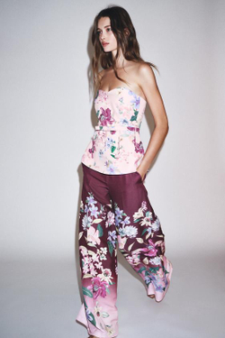 ZARA БРЮКИ ШИРОКОГО КРОЯ С ЦВЕТОЧНЫМ ПРИНТОМ, РАЗНОЦВЕТНЫЙ