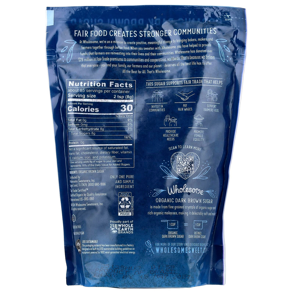 Wholesome Sweeteners, Органический темно-коричневый сахар, 680 г (24 унции)