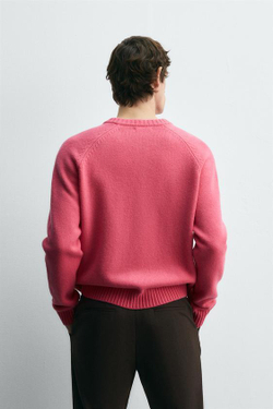 ZARA HARRY LAMBERT X DISNEY ШЕРСТЯНОЙ КАРДИГАН DONALD DUCK, РОЗОВЫЙ