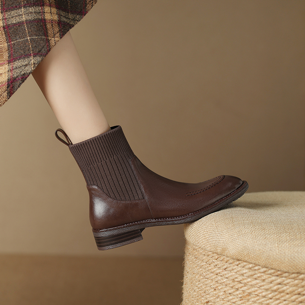 ReneChristine Cow Leather Ankle Boots 3cm Women"s