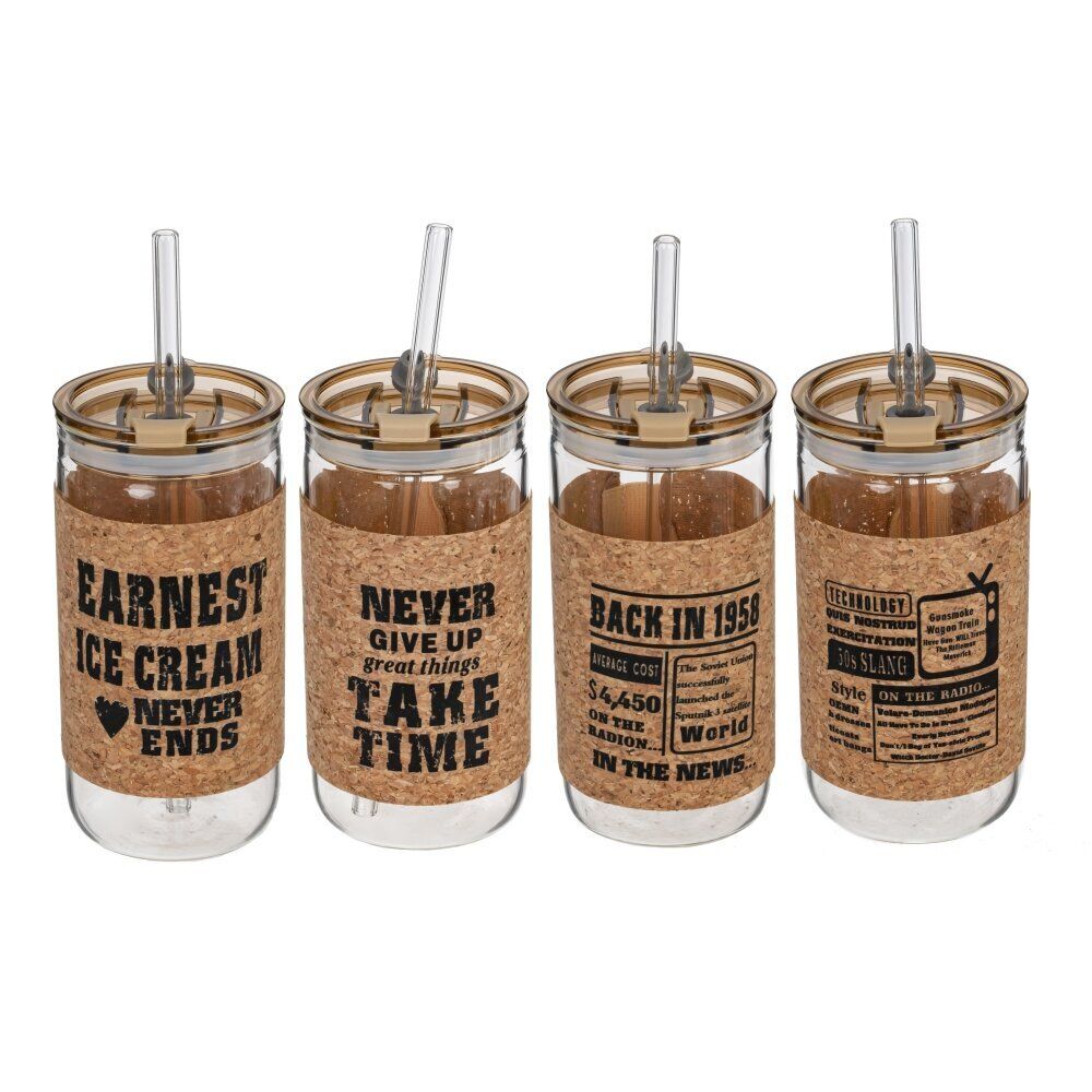 GAEM Бутылка с трубочкой, 410 мл, L7 W7 H14,5 см, 4в.