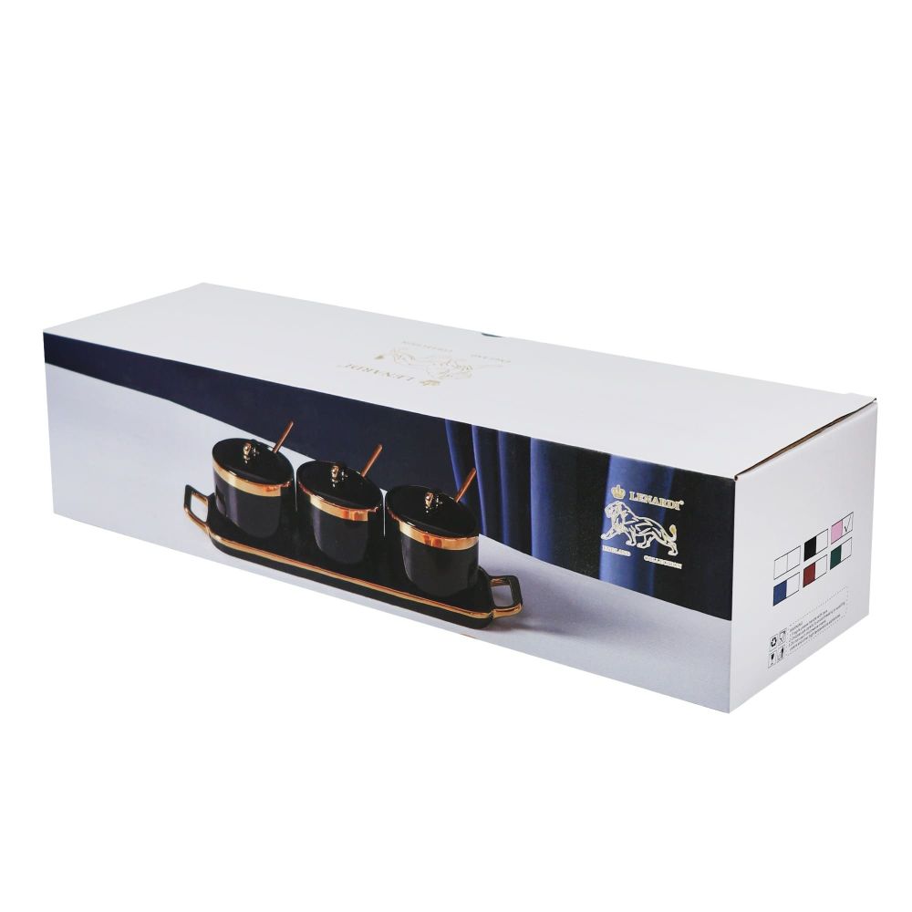 Lenardi 106-182 Набор из 3 банок 260 мл с ложками на подставке в под.уп.(х20)Фарфор