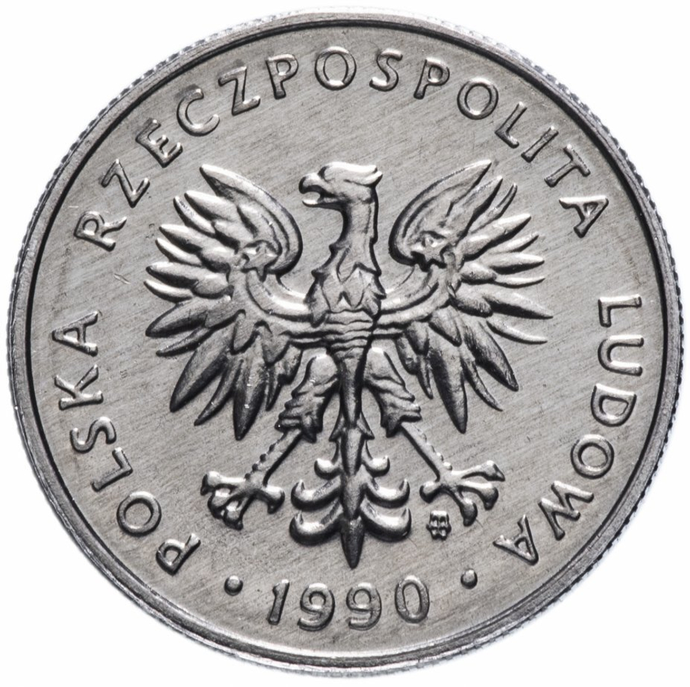 5 злотых. Польша. 1990 год. AU-UNC