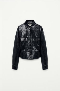 ZARA КУРТКА-ПЕПЛУМ ИЗ ИСКУССТВЕННОЙ КОЖИ — THE ITEM ZARA WOMAN, ЧЕРНЫЙ