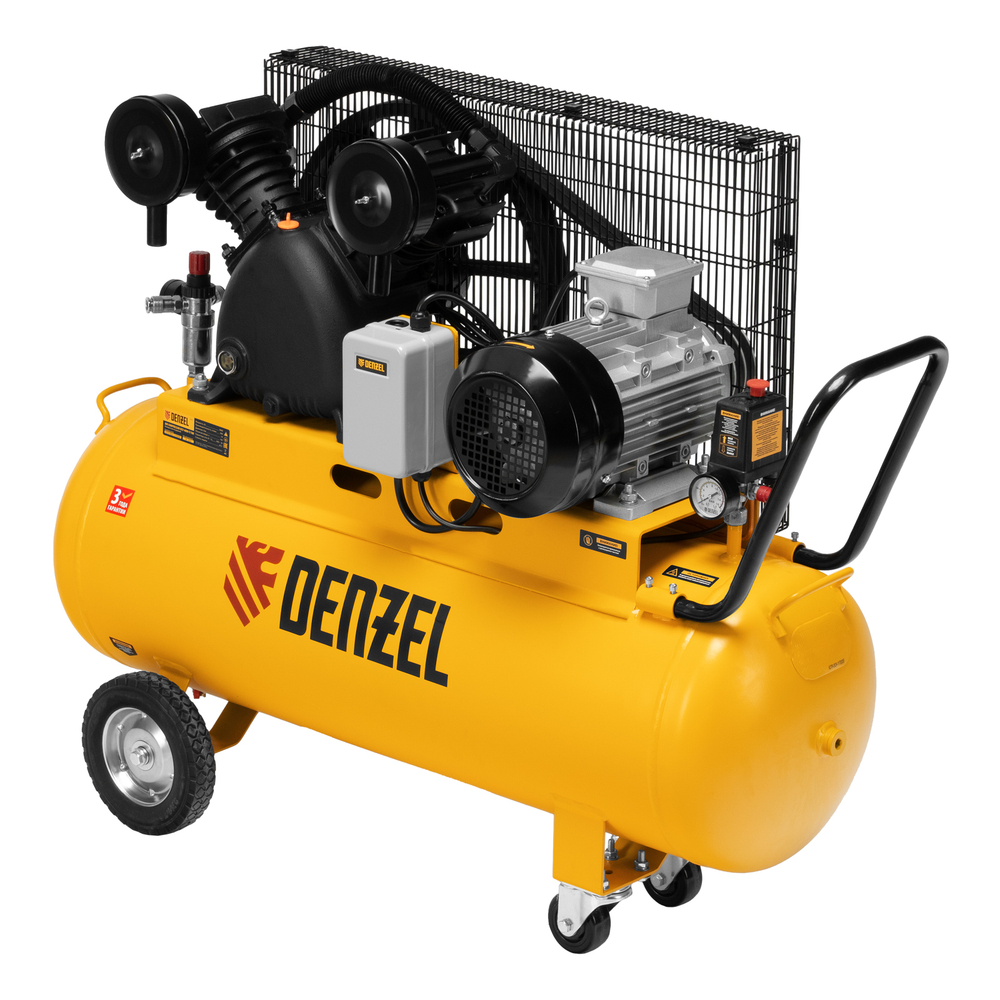 Компрессор поршневой ременной BCV 4000-T/100. 4.0 кВт. 100 литров. 690 л/мин Denzel