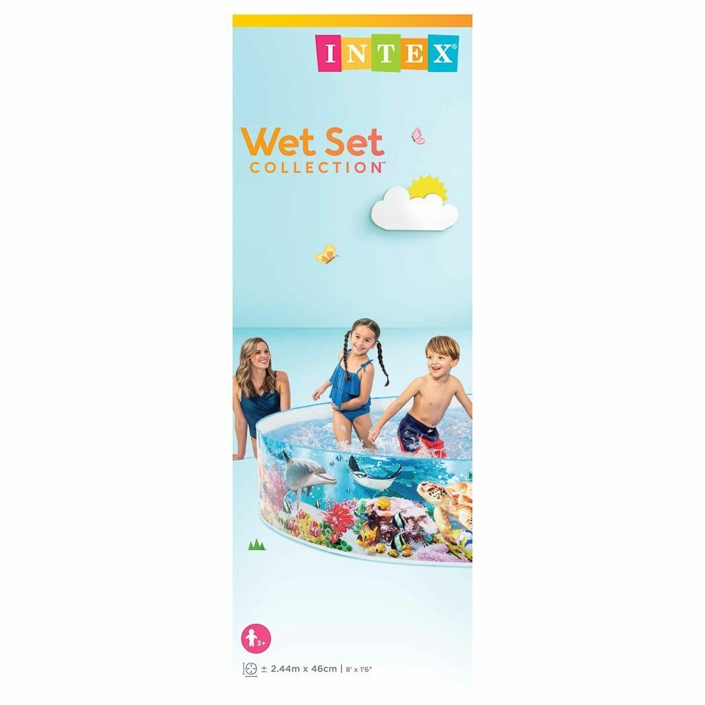 Бассейн каркасный Intex 58472 Snapset 244х38 см / Круглый сборный бассейн Пляжные друзья Интекс жесткий для дачи