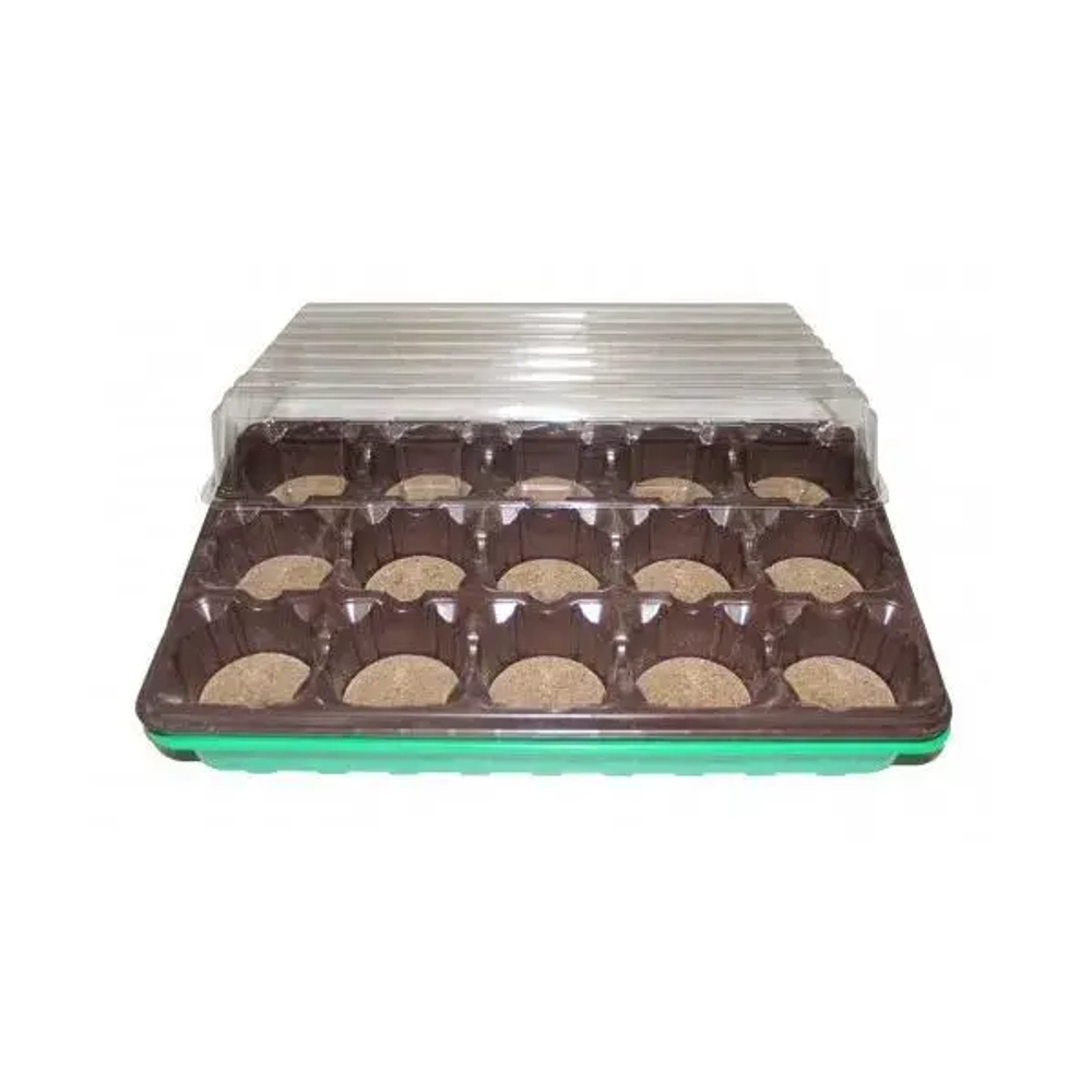 Минипарник для выращивания рассады с торфяными таблетками 55мм. + крышка (15 таблеток (диа