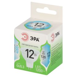 Лампа светодиодная ЭРА GREEN LINE LED MR16-12W-840-GU5.3 GL 12Вт софит яркий белый свет GU5.3 | Лампы cветодиодные Точечные (Софиты) (MR, PAR)