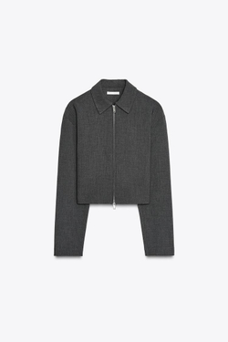 ZARA УКОРОЧЕННЫЙ ЖАКЕТ, СЕРЫЙ