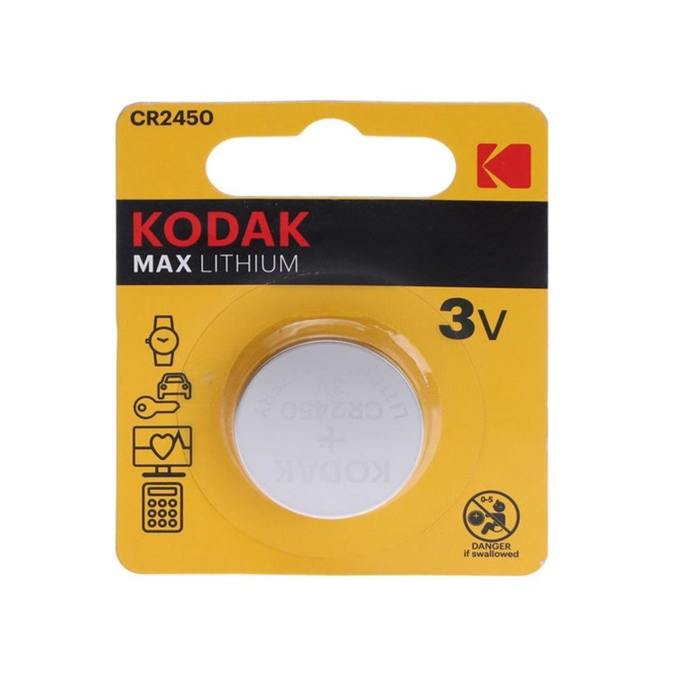 Батарейка литиевая Kodak Max, CR2450-1BL, 3 В, 1 шт