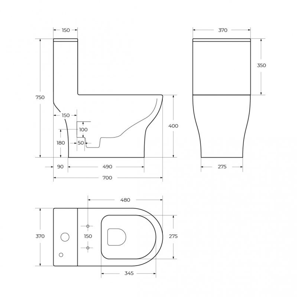 Унитаз-моноблок безободковый BelBagno Lounge BB8618CPR-MN/SC с крышкой сиденьем микролифт, белый