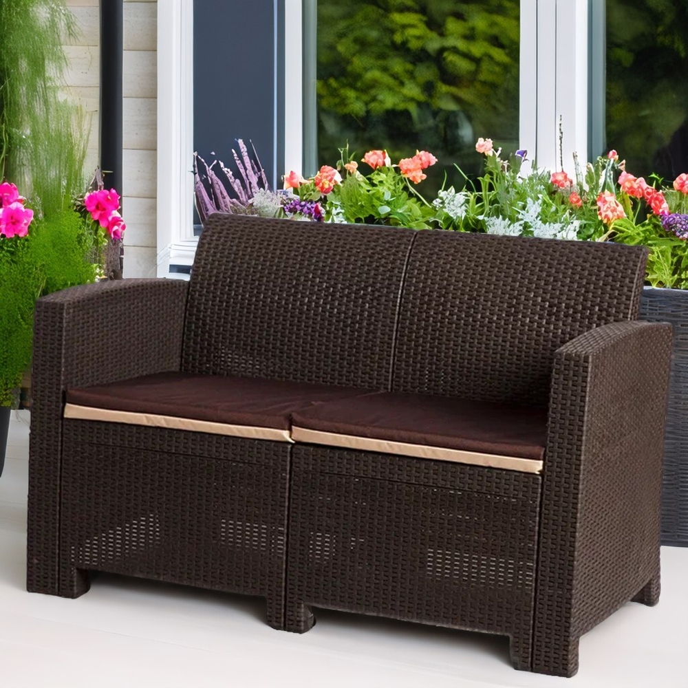 Двухместный диван под искусственный ротанг для отдыха Калифорния «California» с подушками