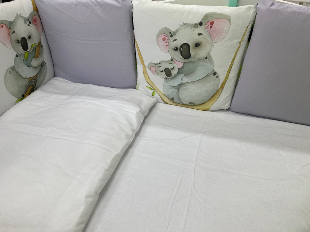 Комплект в кроватку 6-ти предметный (подушечки 17 предметов), "Мир игрушек" КОАЛЫ поплин