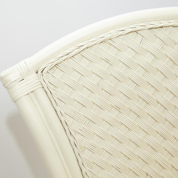 Комплект обеденный "ANDREA GRAND" (стол со стеклом+6 кресел+ подушки) TCH White (белый), Ткань рубчик, цвет кремовый