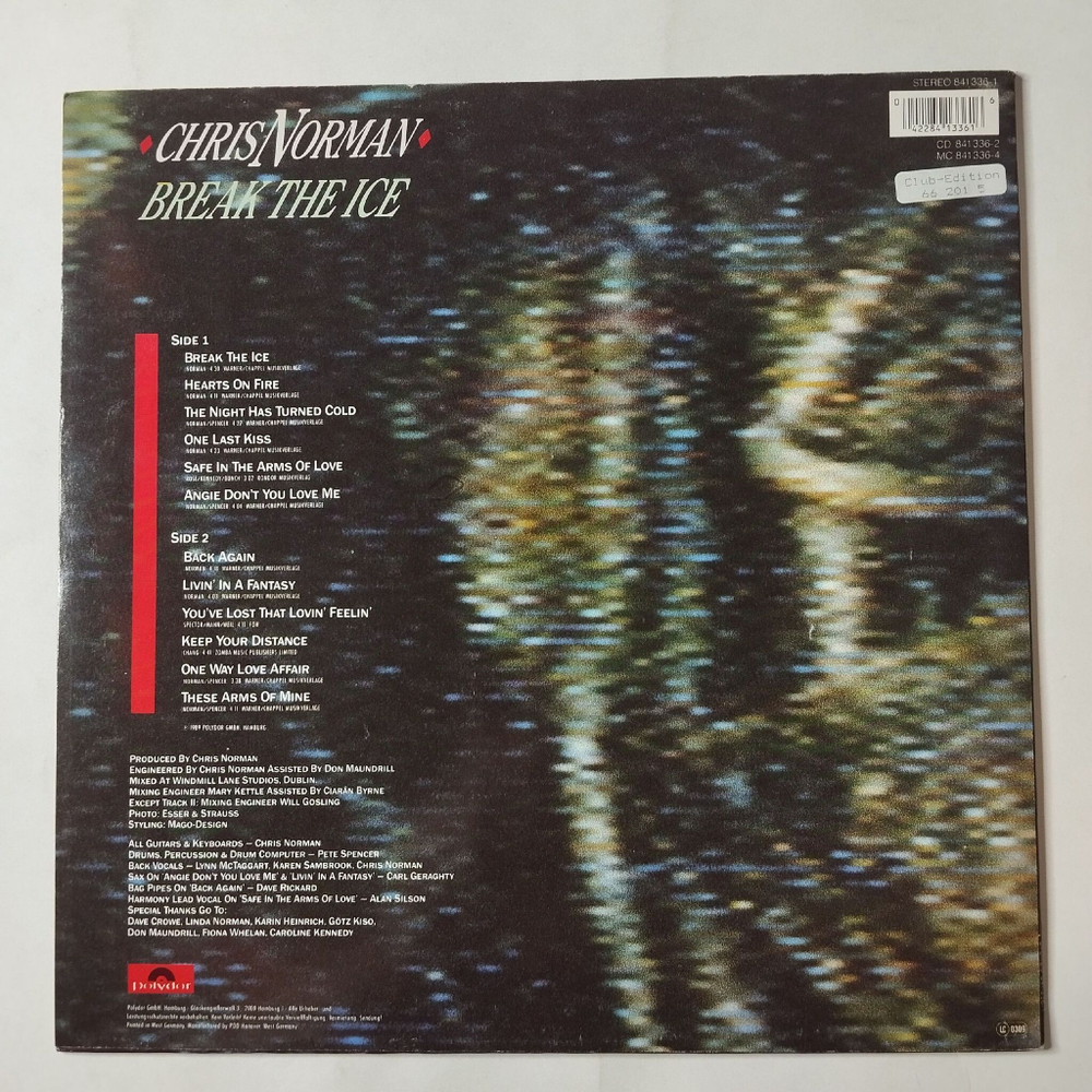 Винтажная виниловая пластинка LP Chris Norman Break The Ice (Germany 1989)