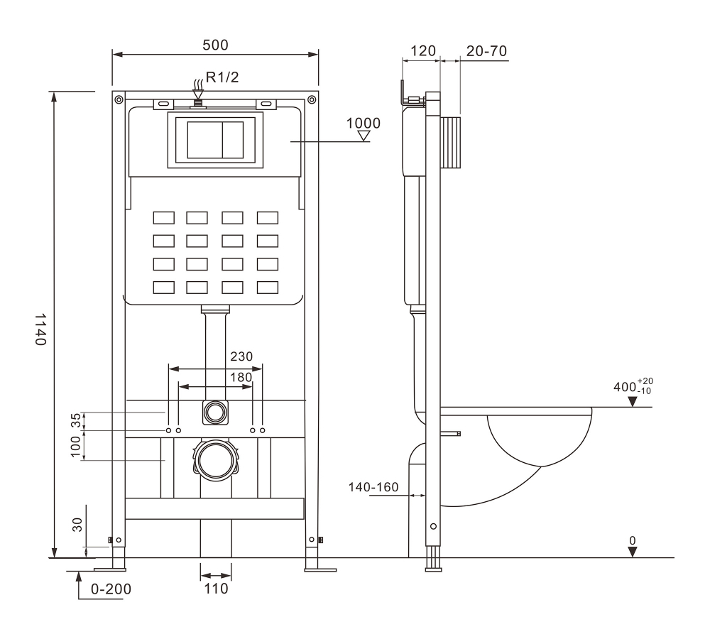 Инсталляция ABBER AC0105 для подвесного унитаза