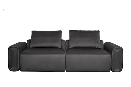 Диван трехместный Турин(Turin)(2 секции) с мех т.серый велюр Colt1003 255x120xx68см Garda Decor