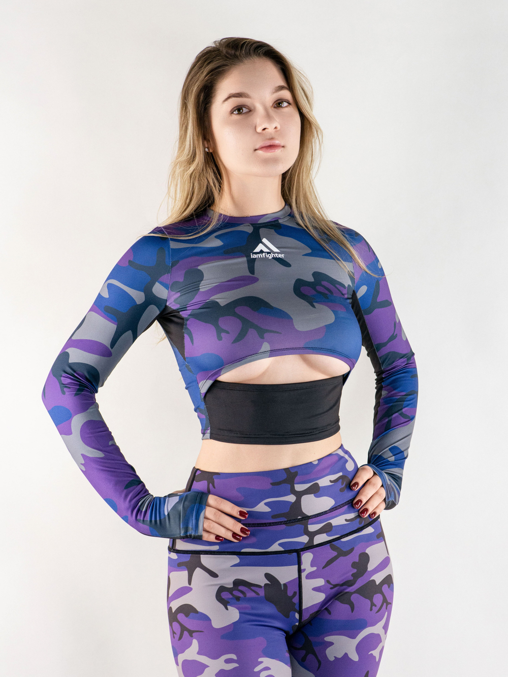 Топ женский IamFighter милитари (фиолетовый)