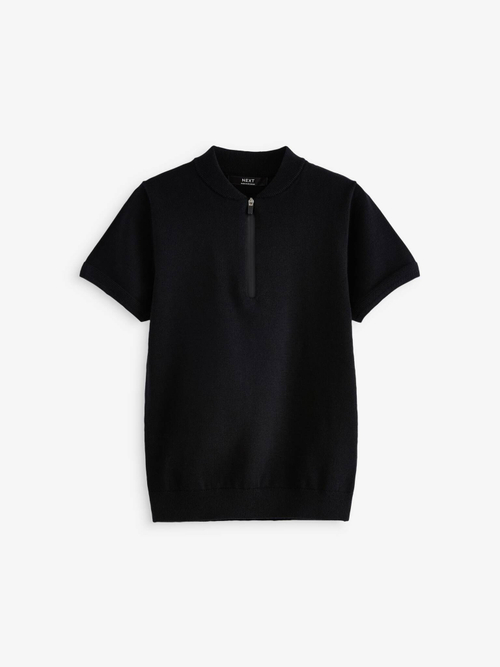 Поло с молнией для мальчика Next K84-152, Черный
