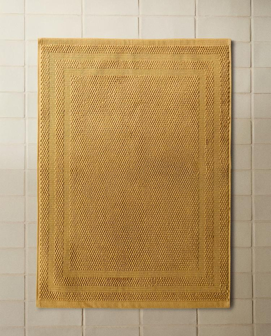 ZARA HOME КОВРИК ДЛЯ ВАННОЙ ИЗ ХЛОПКА С АНТИСКОЛЬЗЯЩЕЙ ПОВЕРХНОСТЬЮ, ГОРЧИЧНО-ЖЕЛТЫЙ