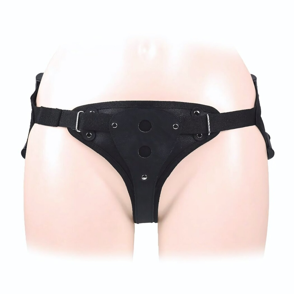 Черный пояс-трусики в комплекте с коннектором и насадкой (Цвет: черный)