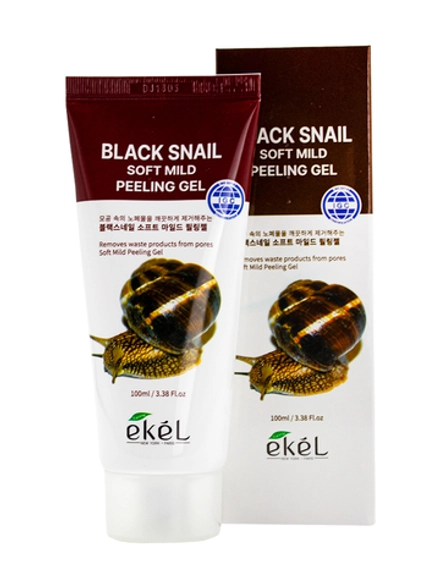 EKEL - ПИЛИНГ-ГЕЛЬ ДЛЯ ЛИЦА С ЭКСТРАКТОМ ЧЕРНОЙ УЛИТКИ SOFT MILD PEELING GEL BLACK SNAIL, 100 МЛ