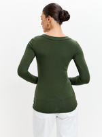 Лонгслив с асимметричным вырезом в цвете хаки