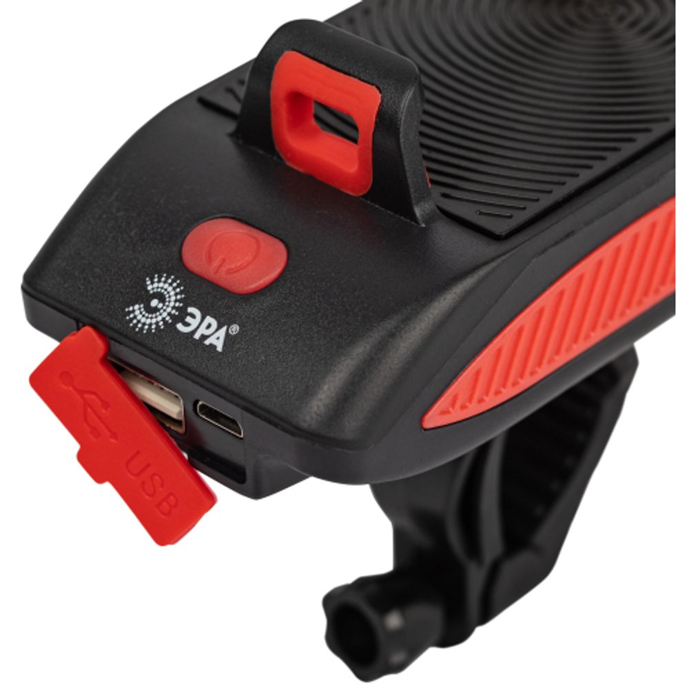 Велосипедный фонарь светодиодный ЭРА VA-802 аккумуляторный powerbank сигнал держатель для телефона 5W | Велосипедные  фонари