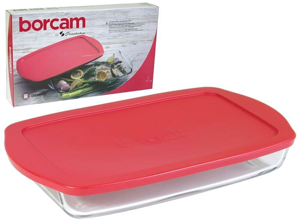 Форма жаропрочная прямоугольная 1950мл 336*190*50мм с пл. крышкой "Borcam"