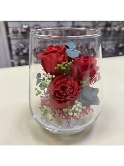 натуральные кустовые розы в стекле, вакуум*