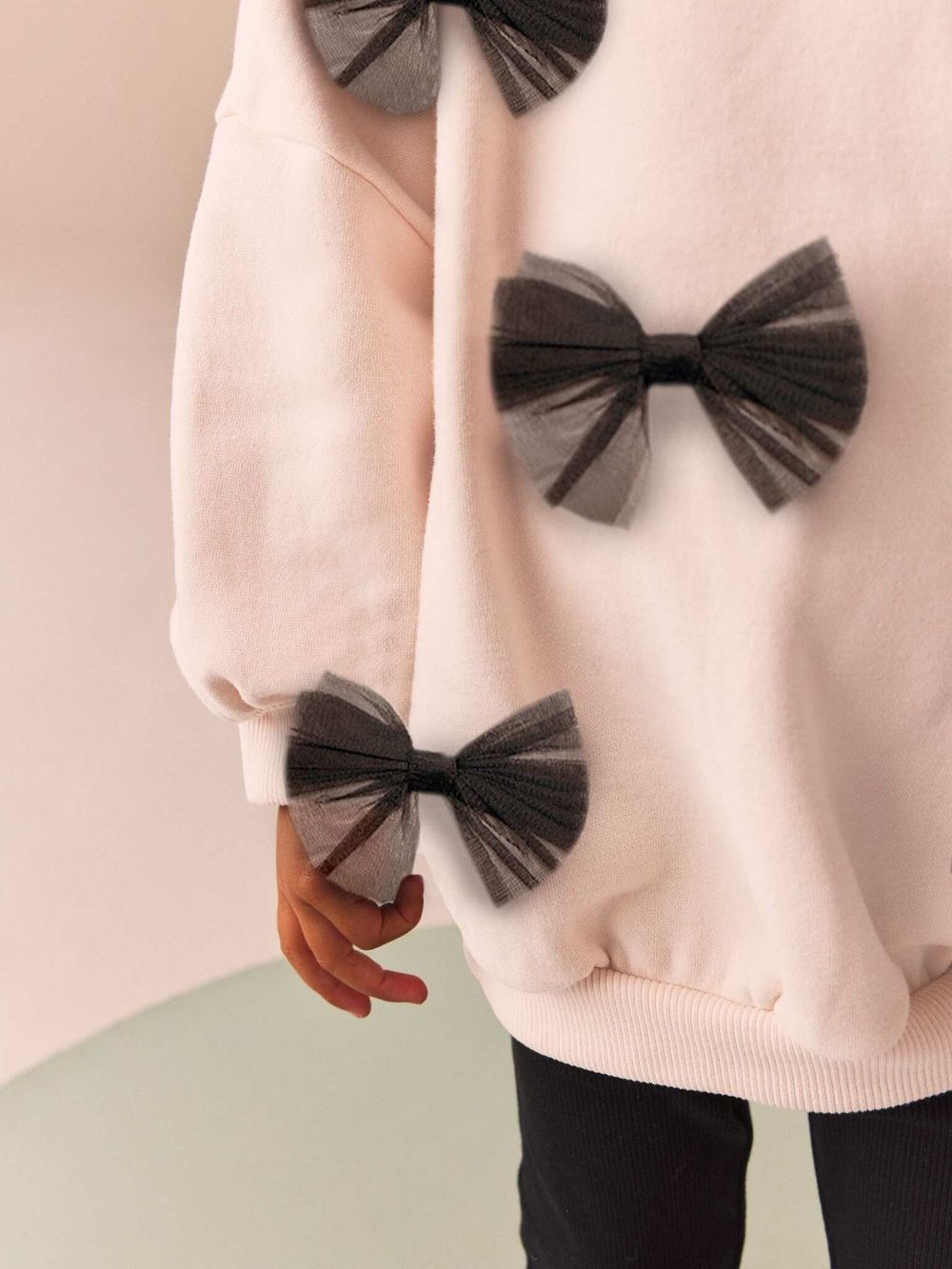 Толстовка и легинсы с оборками в комплекте для девочки Next B24-546, Кремовый, Черный