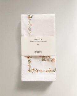 ZARA HOME САЛФЕТКА С ЦВЕТОЧНЫМ ПРИНТОМ (НАБОР ИЗ 2 ШТ.), ЗЕЛЕНЫЙ