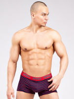Мужские боксеры в полоску из мягкого хлопкового трикотажа (Размер: XXL) (Цвет: красный с синим)