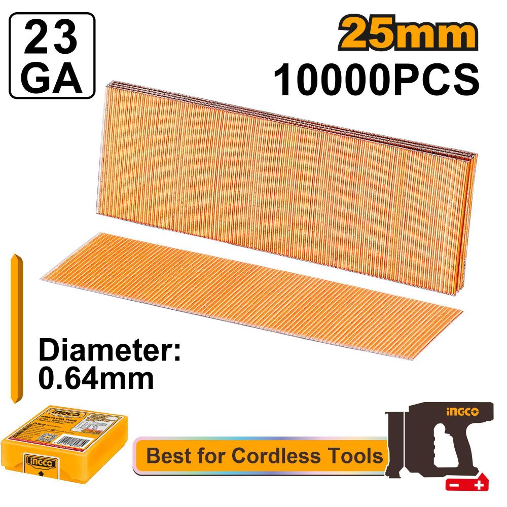 Шпильки для нейлера 23GA INGCO ANA06825 0,64 мм 25 мм 10000 шт.