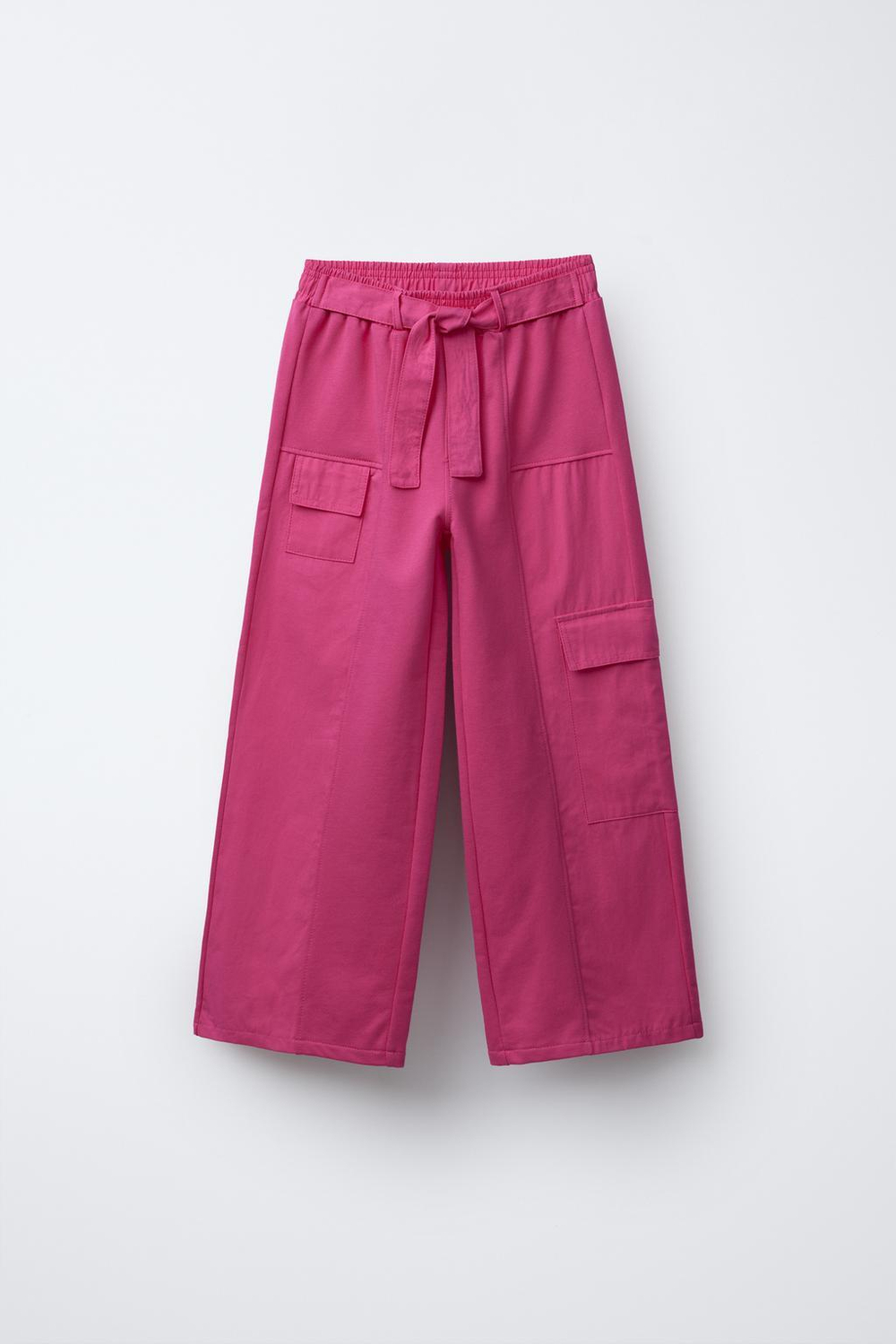 ZARA КОМБИНИРОВАННЫЕ ШИРОКИЕ БРЮКИ С КАРМАНАМИ, ЦВЕТ ФУКСИИ