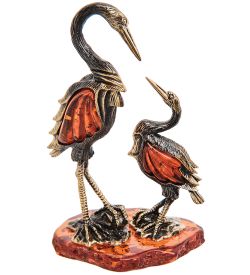Народные промыслы AM-3247 Фигурка «Аисты» (латунь, янтарь)