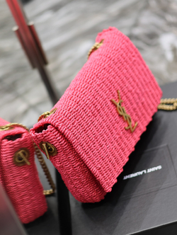 Saint Laurent Kate Medium Supple Chain Bag in Raffia 28 cm