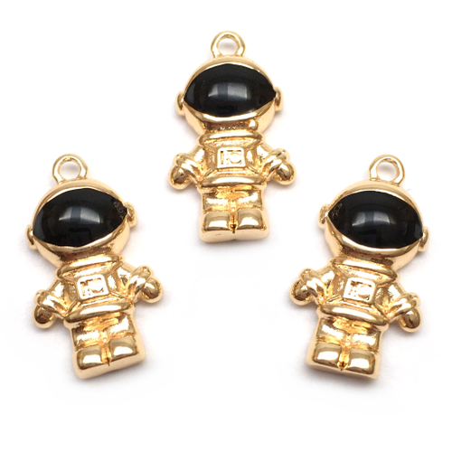 Подвеска с эмалью "Космонавт" 20х12 мм, позолота