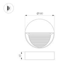 Светильник LGD-RIBONIK-R180-8W Day4000 (Черный, 50 deg, 230V) (Arlight, IP65 Металл, 5 лет) 062922