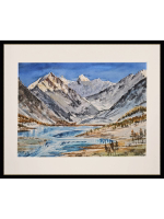 Картина авторская акварельная в паспарту 40х50 см на стену для интерьера "Белуха и Ак-Кем. Горный Алтай"