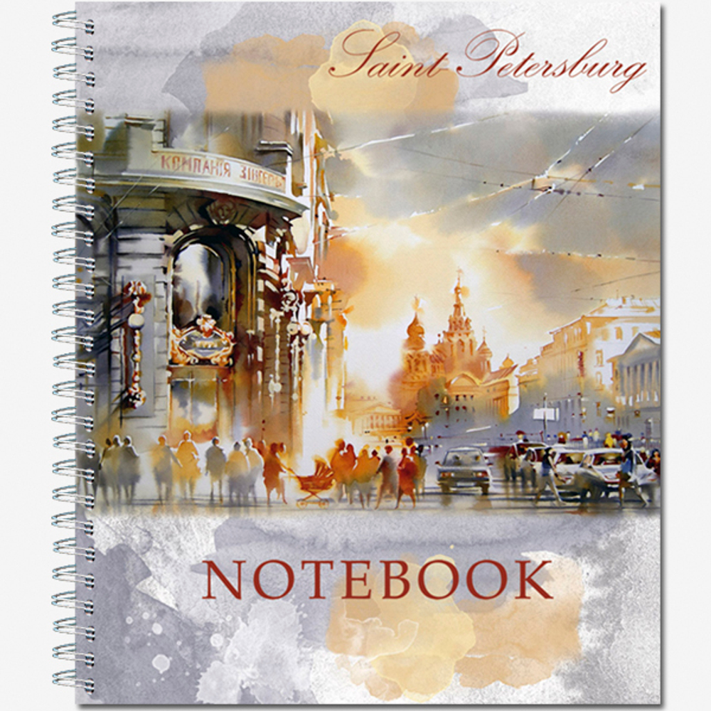 Тетрадь общая 96 листов на мет.гребне  "LIGHTS OF PETERSBURG"