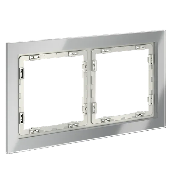 Рамка стеклянная VOLTUM S70 на 2 поста, (сталь, стекло) vls110205