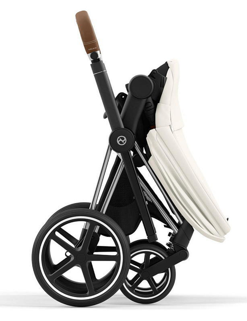 Коляска 3 в 1 Cybex Priam IV Chrome Brown complete и автокресло Cloud T i-Size Platinum White Plus Off White