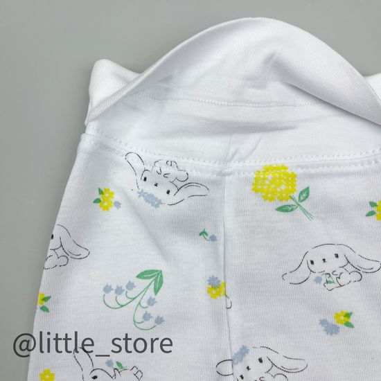 Ползунки хлопковые "Белые зайчики" на белом